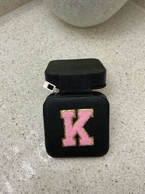 Kids Black Jewelry Case with Pink 'K' Initial